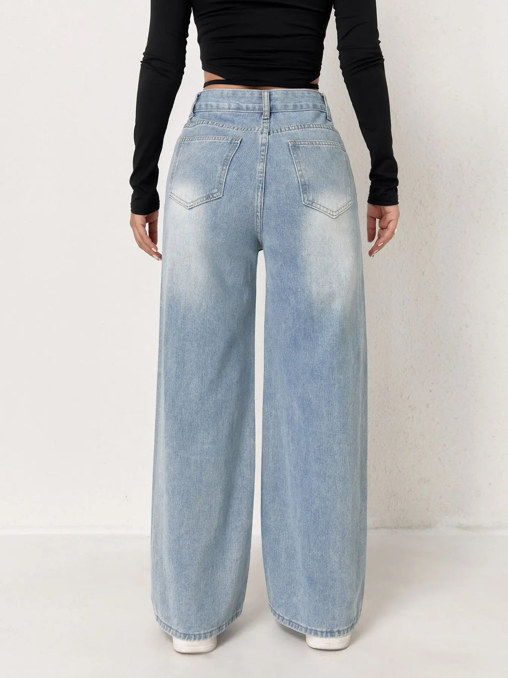Light Blue Wide-Leg Denim Jeans